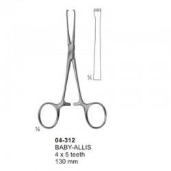 Artery Traction and Grasping Forceps BABY-ALLIS 4x5 teeth 130 mm