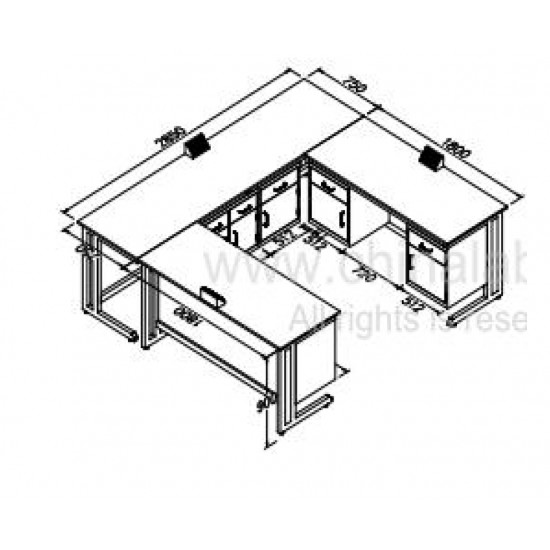 Wall bench (1800+2850+1800)X 750X900mm