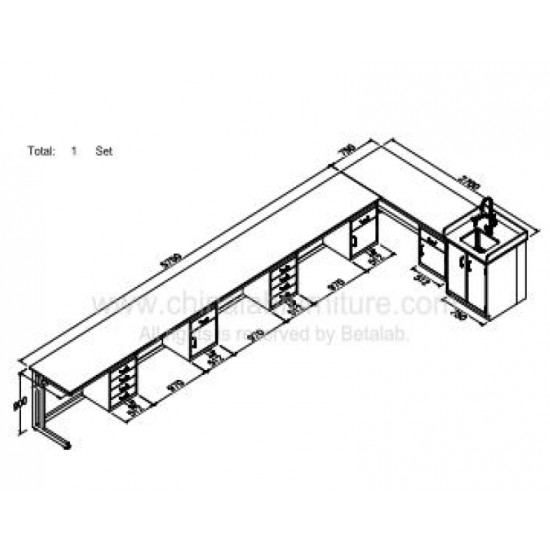 Wall bench 5750+2700X750X900MM