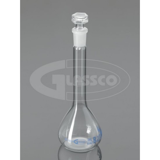 Volumetric Flasks, Clear Glass, Class-B, With Hollow glass Stopper, ISO 100ML 14/23