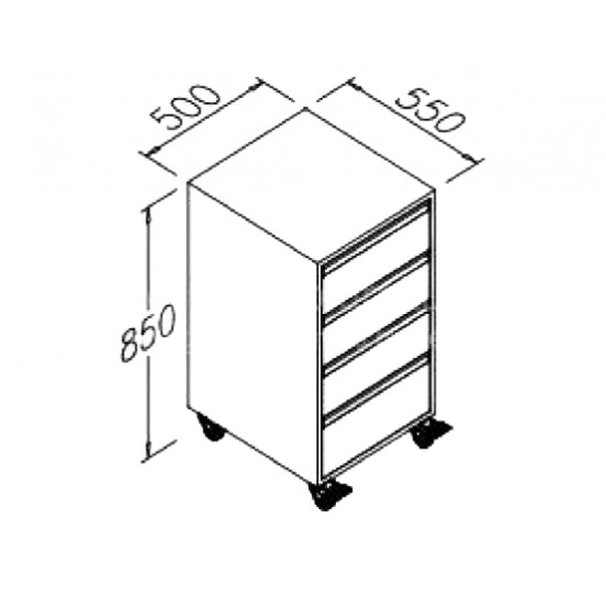 Mobile cabinet with 4 drawers 500X550X850mm