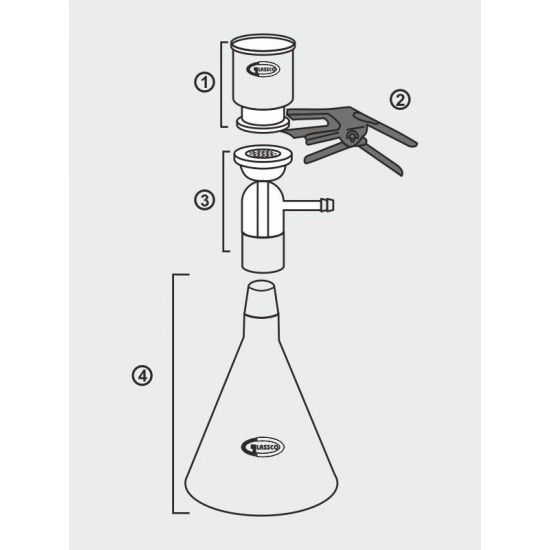 All-Glass Filter Holder for 47mm Disc Filters, 2 L