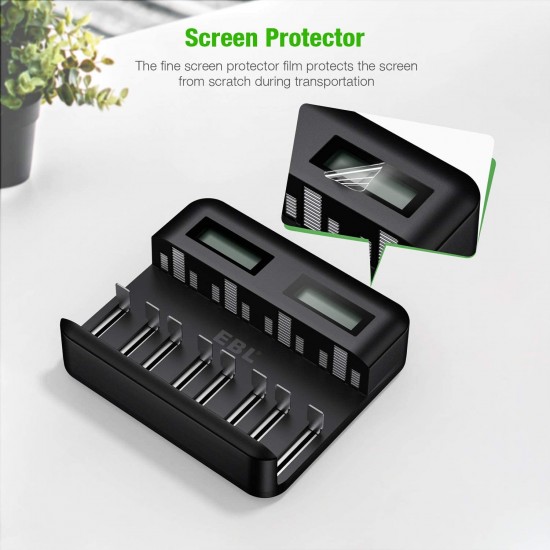 LCD Universal Battery Charger - 8 Bay AA AAA C D