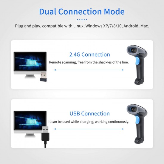 Handheld Barcode Scanner 1D 2D QR Code Scanner 2.4G