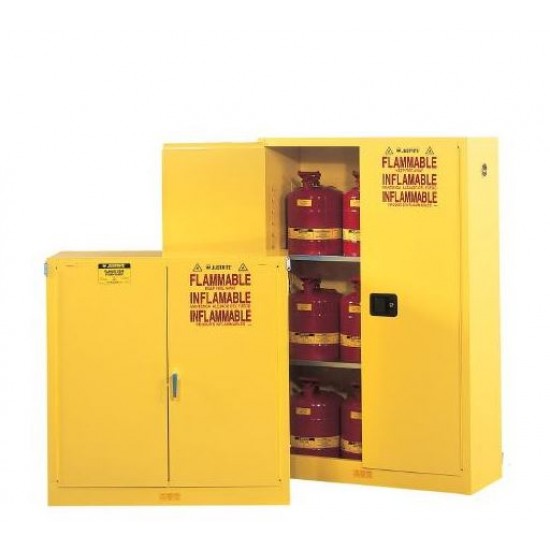 Safety Cabinets, Flammables, 2 Door, Manual, Lever, 1 Shelf,30 Gal.