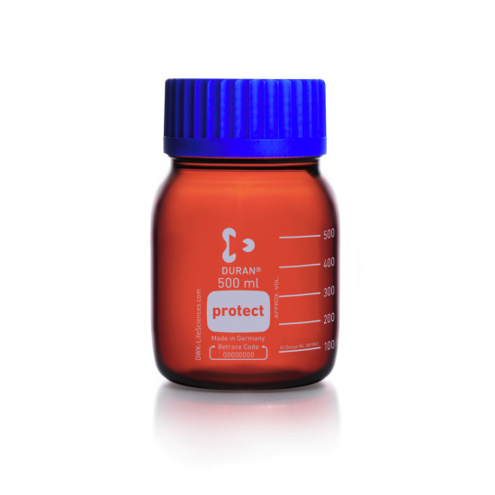 Protect GLS 80 Laboratory Bottle, wide mouth, amber, 500 ML