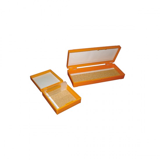Microscope Slide Box , Orange color. For 100 Slides
