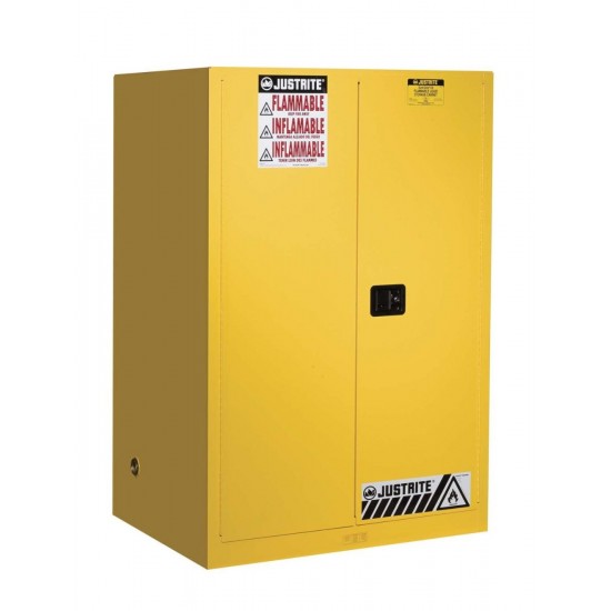 EX Flammable Safety Cabinet, 90 gallon, 2 manual-close doors, Yellow