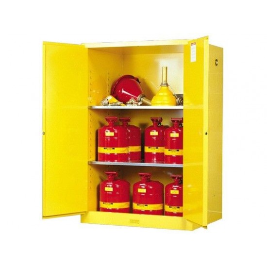 EX Flammable Safety Cabinet, 90 gallon, 2 manual-close doors, Yellow