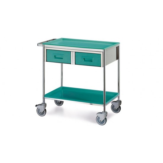 STAINLESS STEEL TROLLEY WITH 2 HORIZONTAL DRAWERS STAINLESS STEEL TROLLEY WITH 2 HORIZONTAL DRAWERS