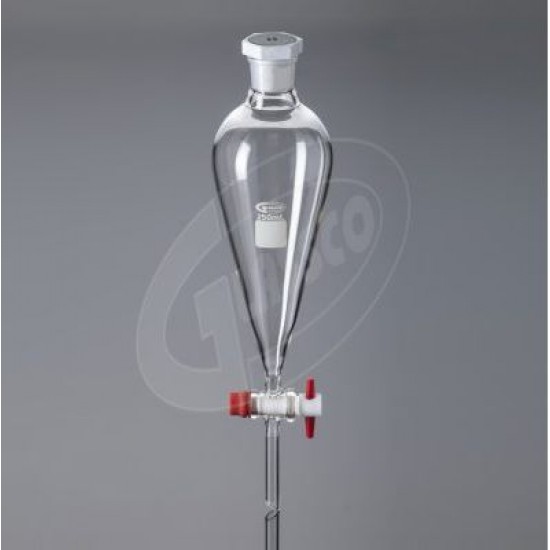 SEPARATING FUNNEL PTFE KEY STOPCOCK WITHOUT GRADUATION PE STOPPER 250ML 29/32