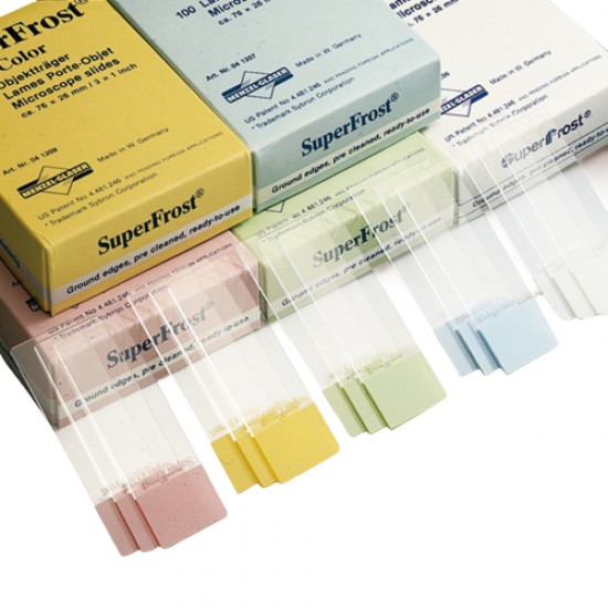 Microscope slide Superfrost Corners grounded, 90°, Yellow Microscope slide Superfrost Corners grounded, 90°, Yellow