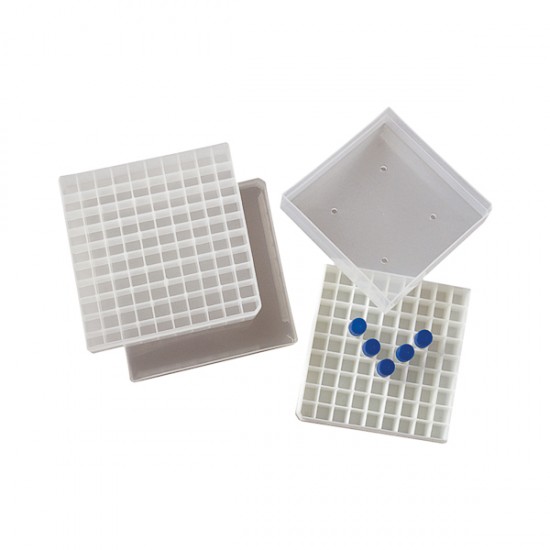 Plastic freezer box for cryotubes and vials