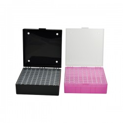 Plastic freezer box for cryotubes with snap-on lid